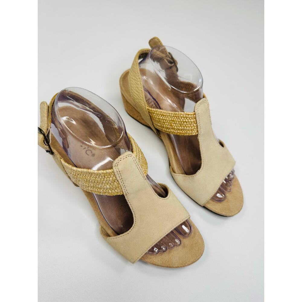 Vionic Kaytie Wedge Sandals with Light Tan Suede and Jute Detail